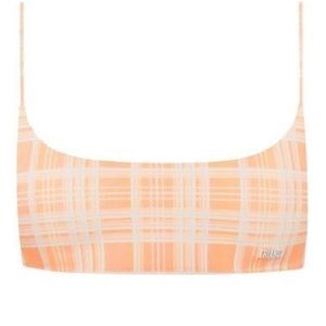 Triangl Plaid Bikini Top in Peach🍑